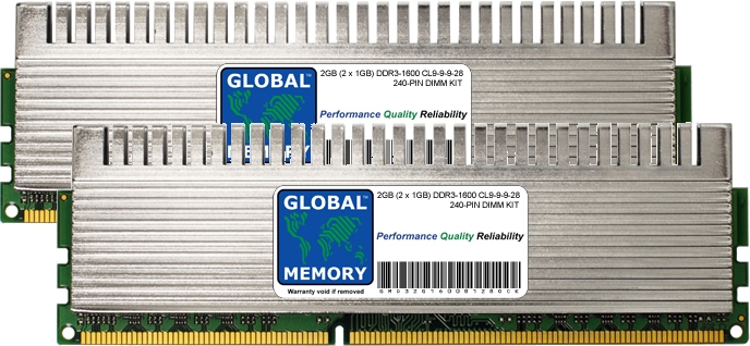 2GB (2 x 1GB) DDR3 1600MHz PC3-12800 240-PIN OVERCLOCK DIMM MEMORY RAM KIT FOR HEWLETT-PACKARD DESKTOPS